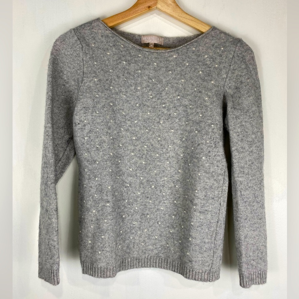 Benedetta B Italian Knit Polka Dot Merino Wool Cashmere Sweater Shirt Top Medium
